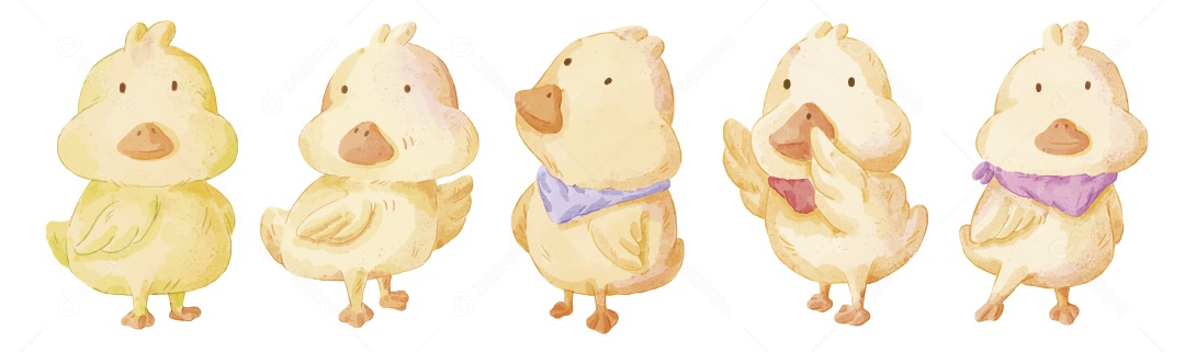 Pato em Aquarela Ilustração Vetor EPS