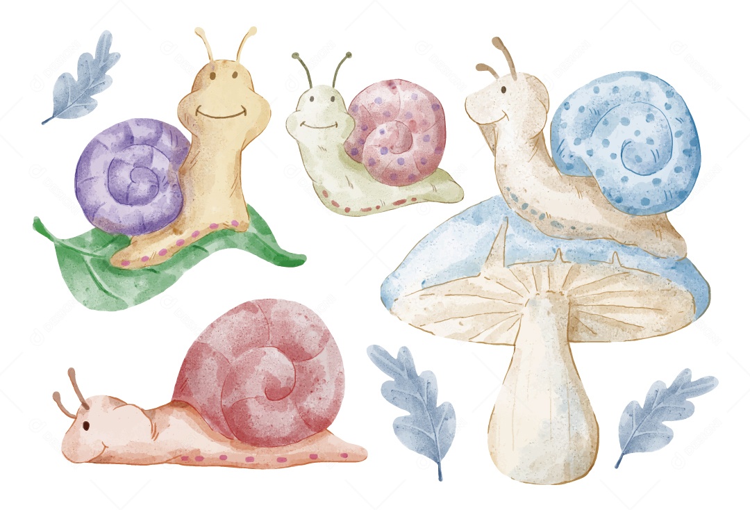 Caracol em Aquarela Ilustração Vetor EPS