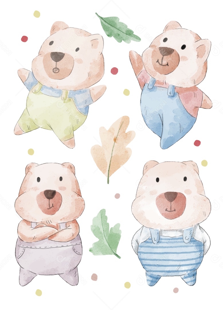 Urso em Aquarela Ilustração Vetor EPS