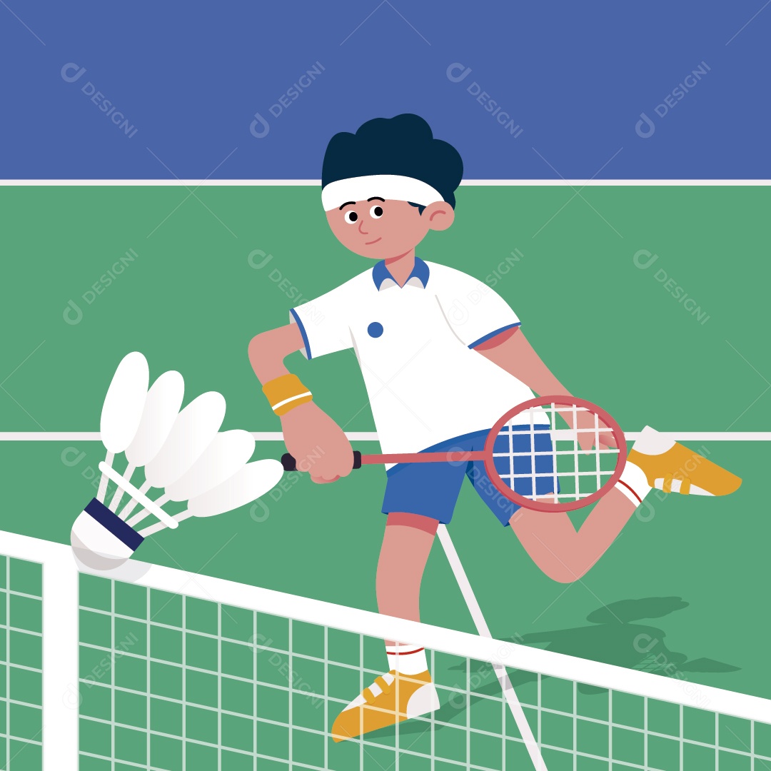 Jogador de Badminton Ilustração Vetor EPS