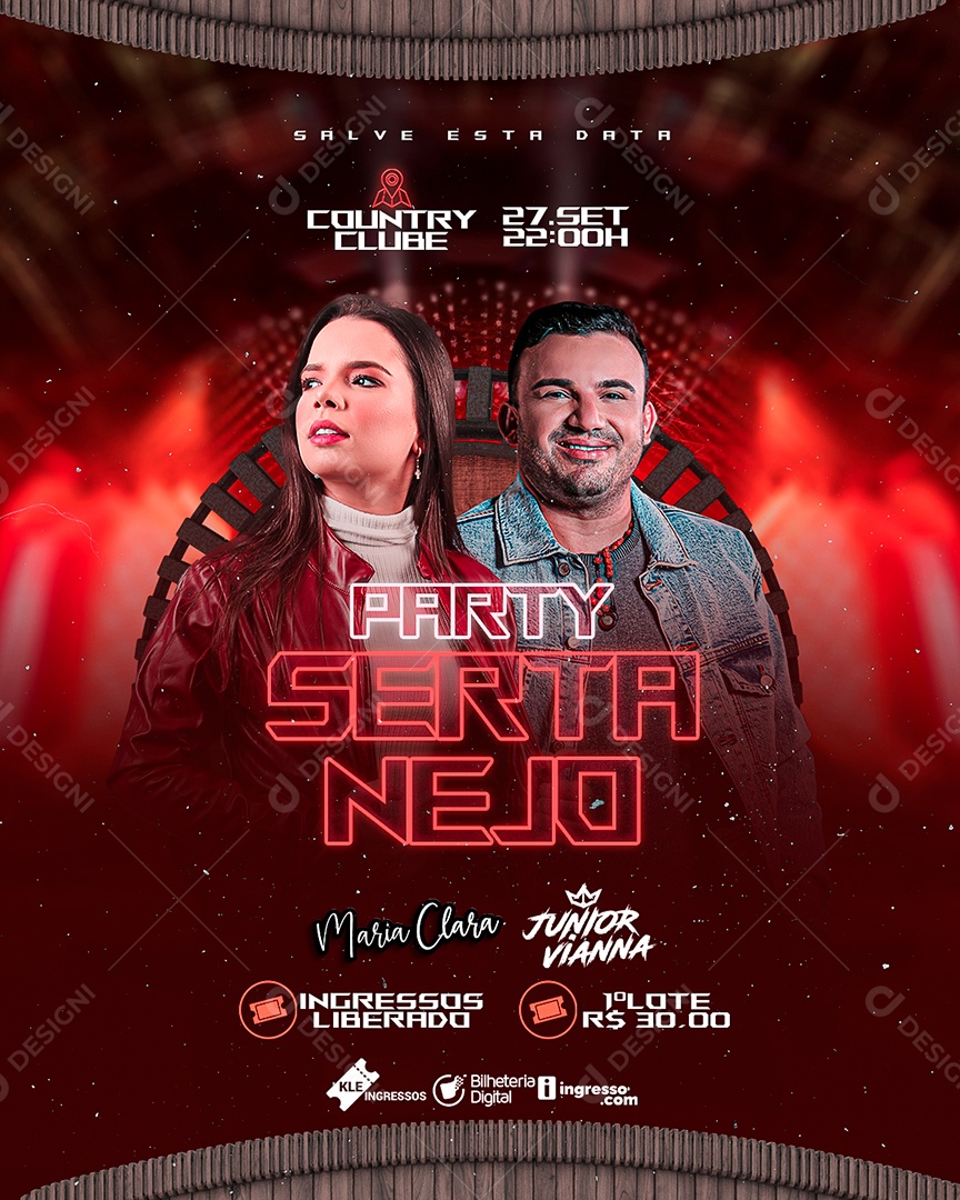 Flyer Party Sertanejo Maria Clara Junior Vianna Social Media PSD Editável