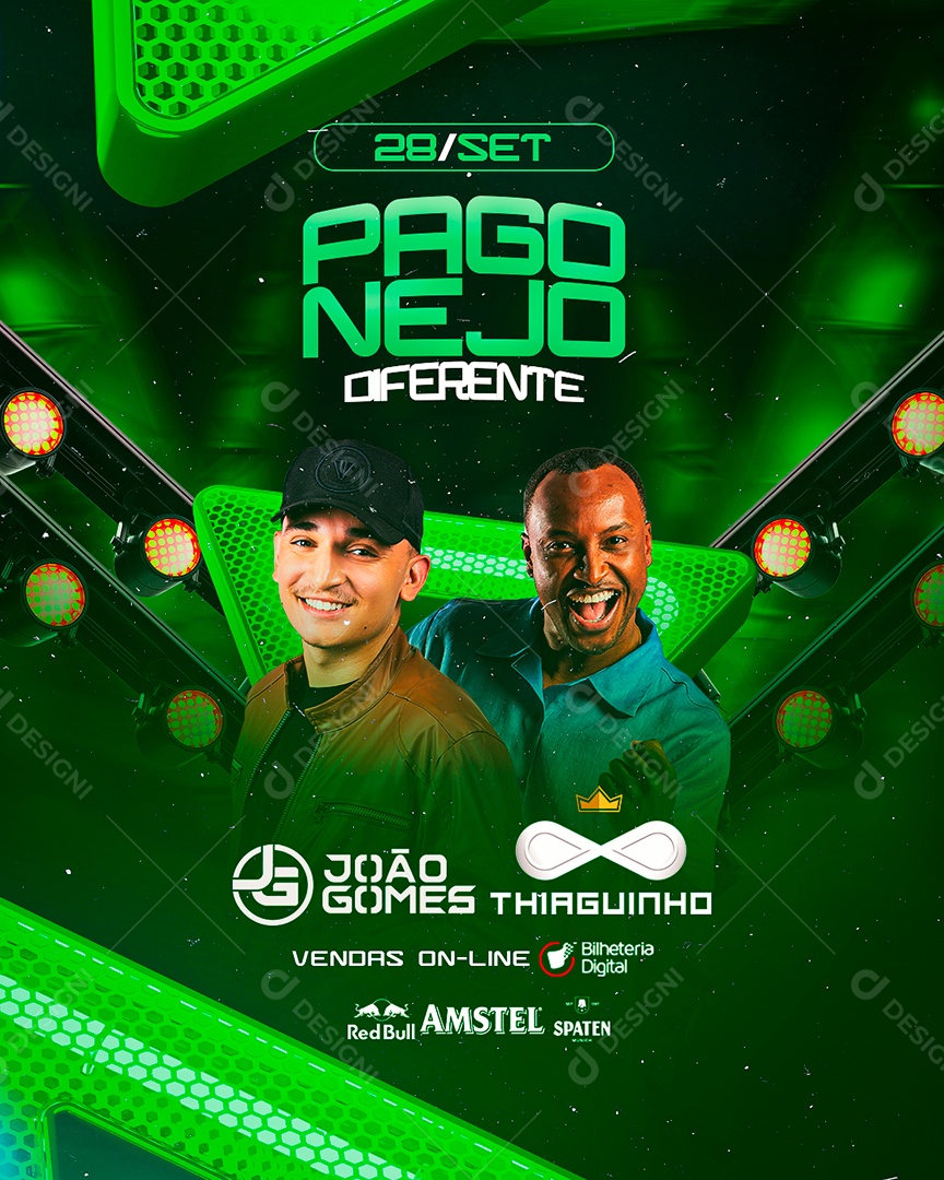 Flyer Pago Nejo Diferente João Gomes Thiaguinho Social Media PSD Editável