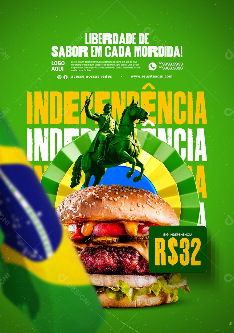 Hamburgueria Liberdade de Sabor em Cada Mordida Social Media PSD Editável