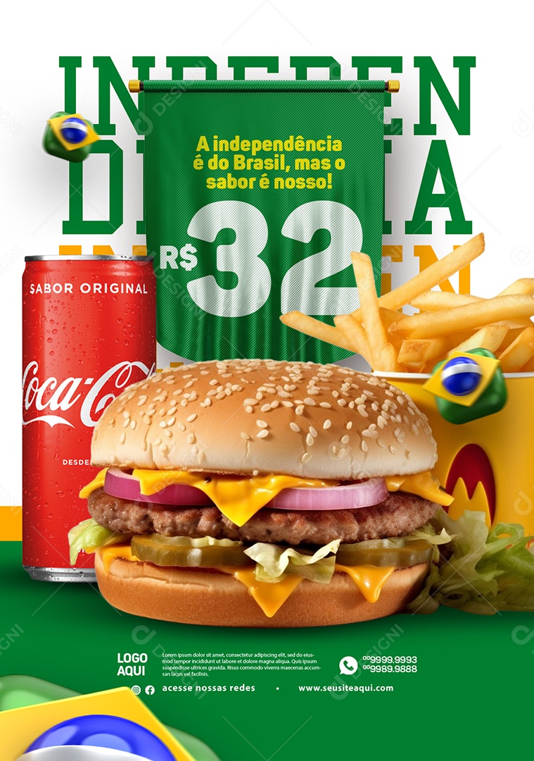 Hamburgueria A Independência é do Brasil mas o Sabor é Nosso 32,00 Social Media PSD Editável
