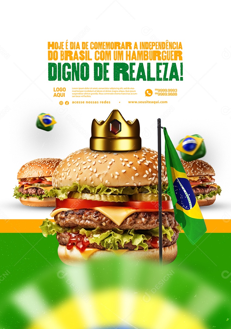 Hamburgueria Hoje é Dia de Comemorar a Independência do Brasil Social Media PSD Editável