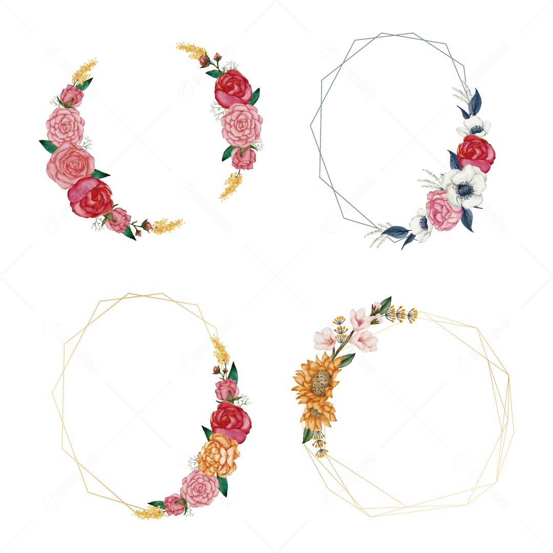 Moldura de Flores Ilustração Vetor EPS