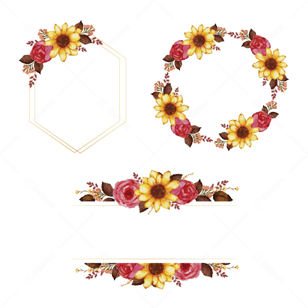 Moldura de Flores Ilustração Vetor EPS