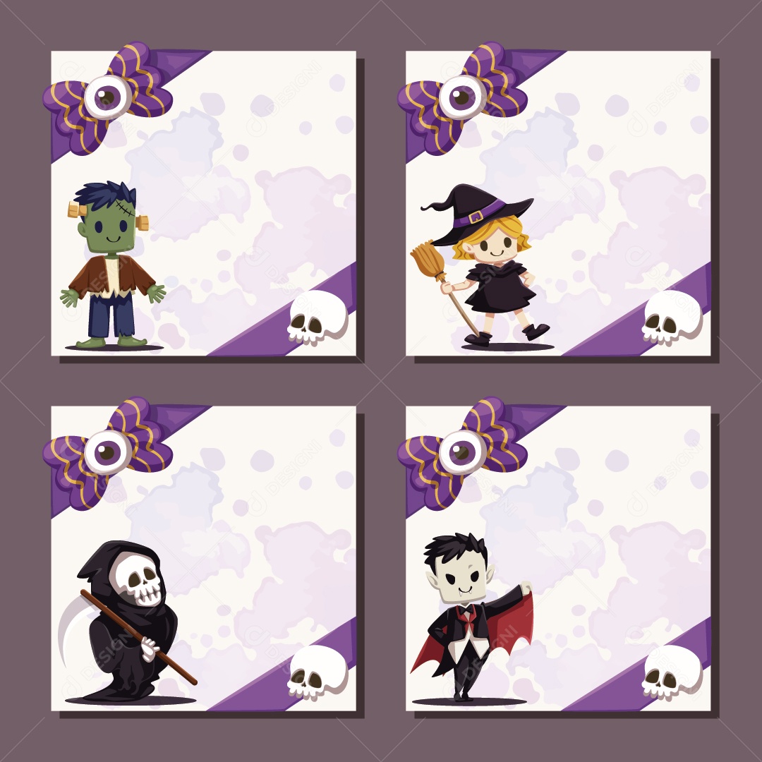 Ilustrações de Cartões do Halloween Vetor EPS