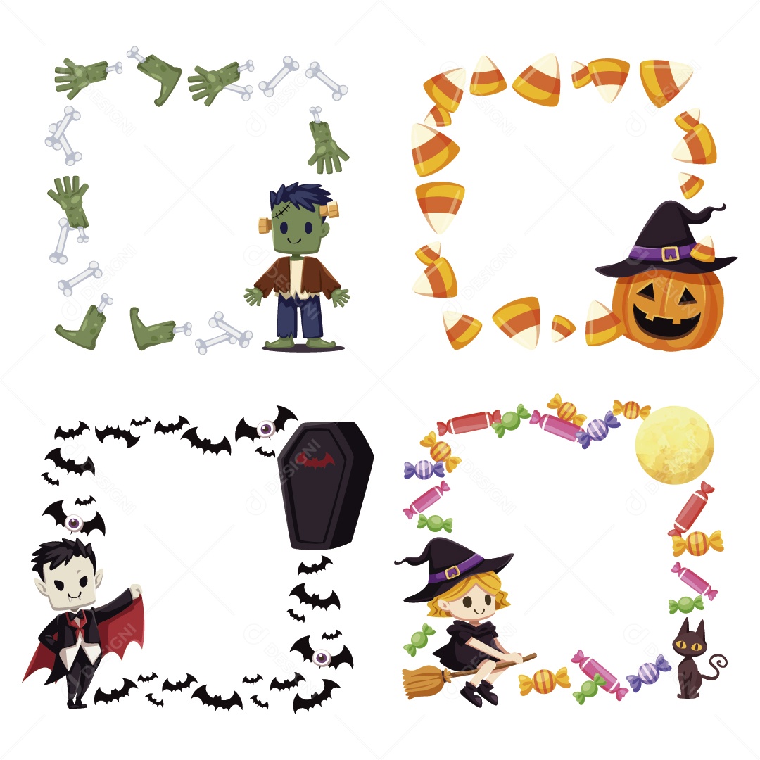 Molduras do Halloween Ilustrações Vetor EPS
