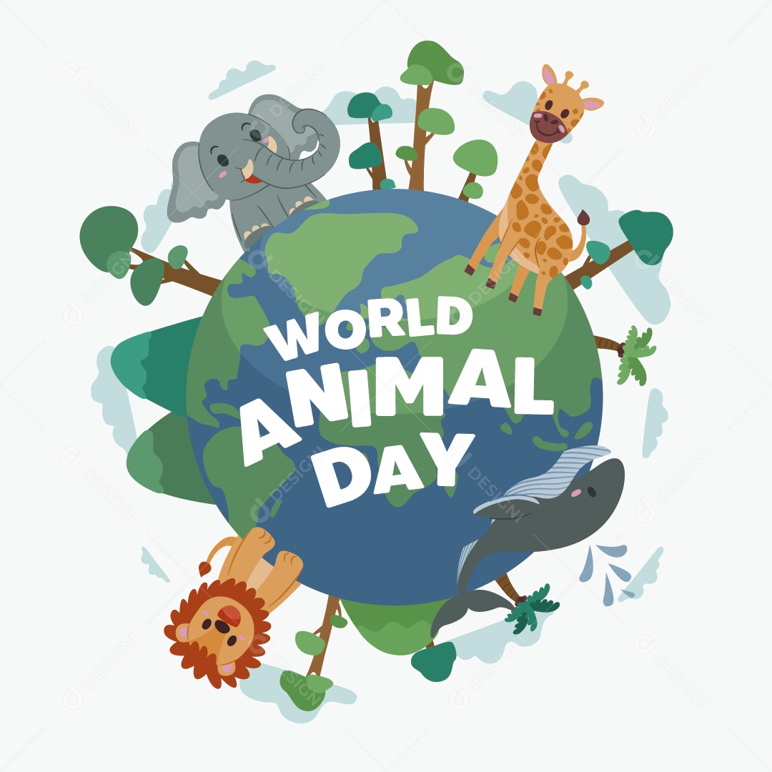 Dia Mundial dos Animais 4 de Outubro Ilustração Vetor EPS