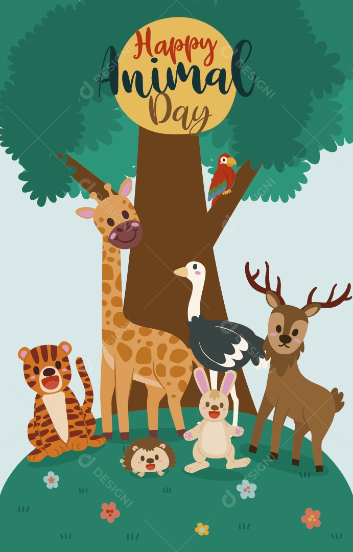 Dia Mundial dos Animais 4 de Outubro Ilustração Vetor EPS