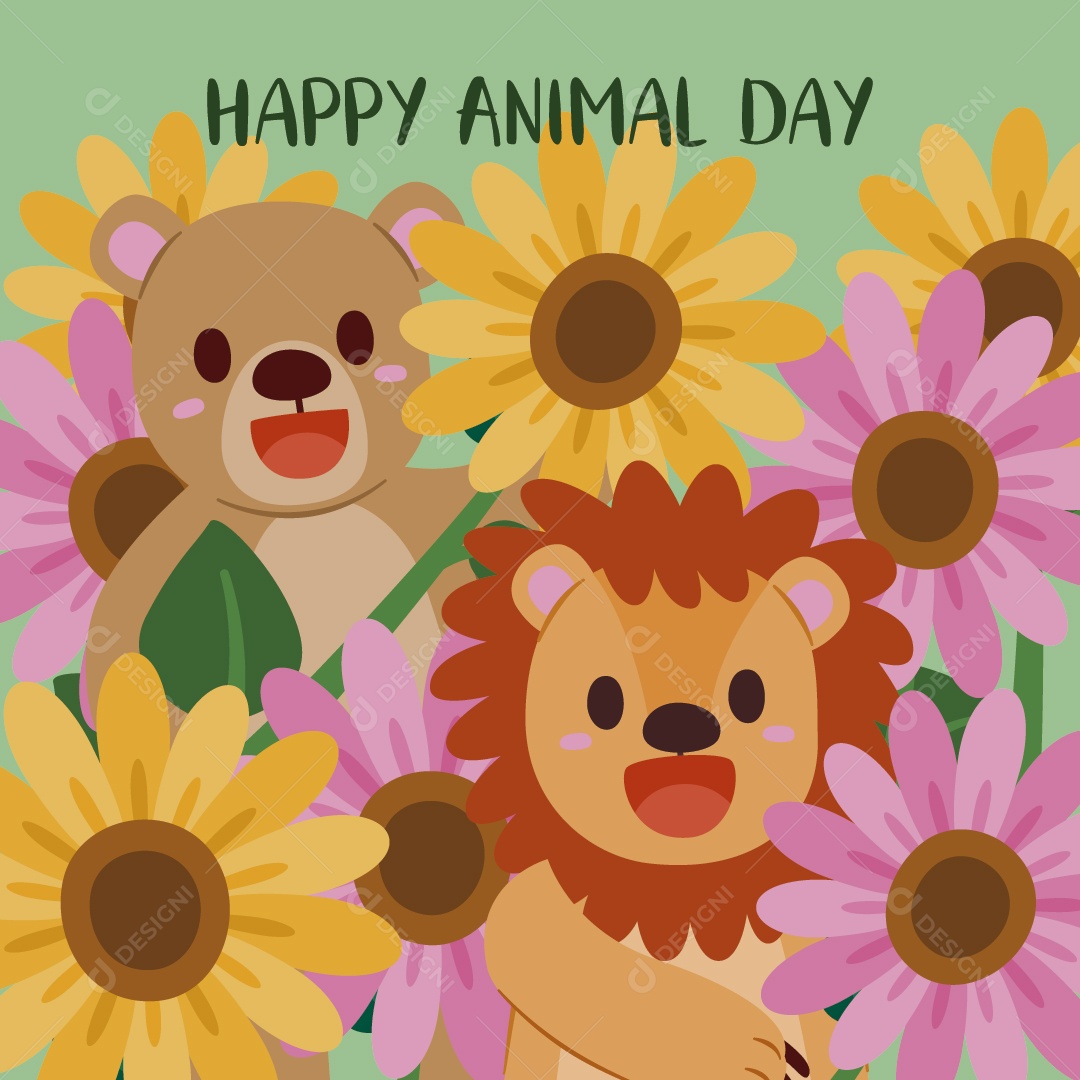 Dia Mundial dos Animais 4 de Outubro Ilustração Vetor EPS