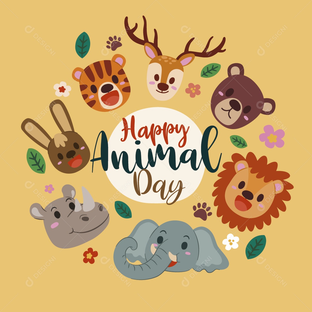Dia Mundial dos Animais 4 de Outubro Ilustração Vetor EPS
