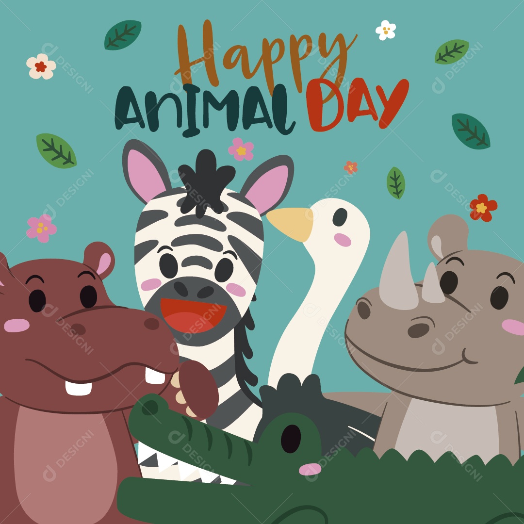 Dia Mundial dos Animais 4 de Outubro Ilustração Vetor EPS