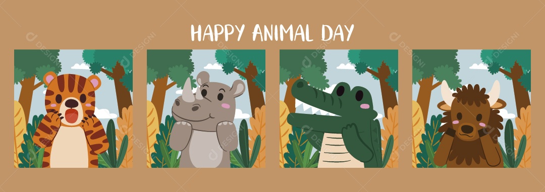 Dia Mundial dos Animais 4 de Outubro Ilustração Vetor EPS