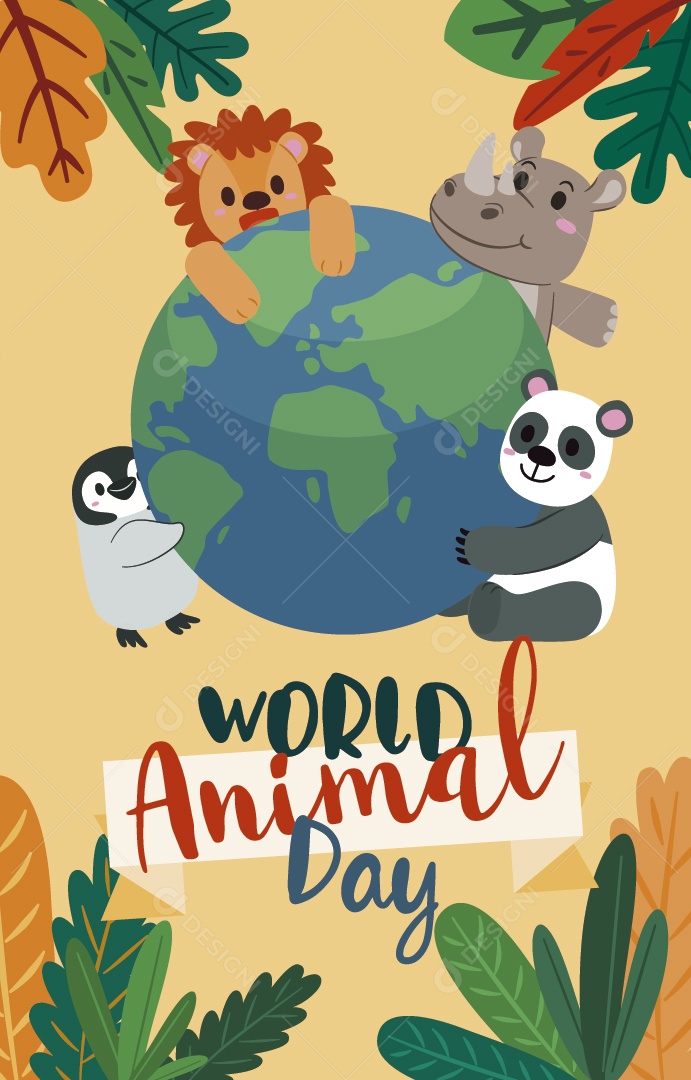 Dia Mundial dos Animais 4 de Outubro Ilustração Vetor EPS