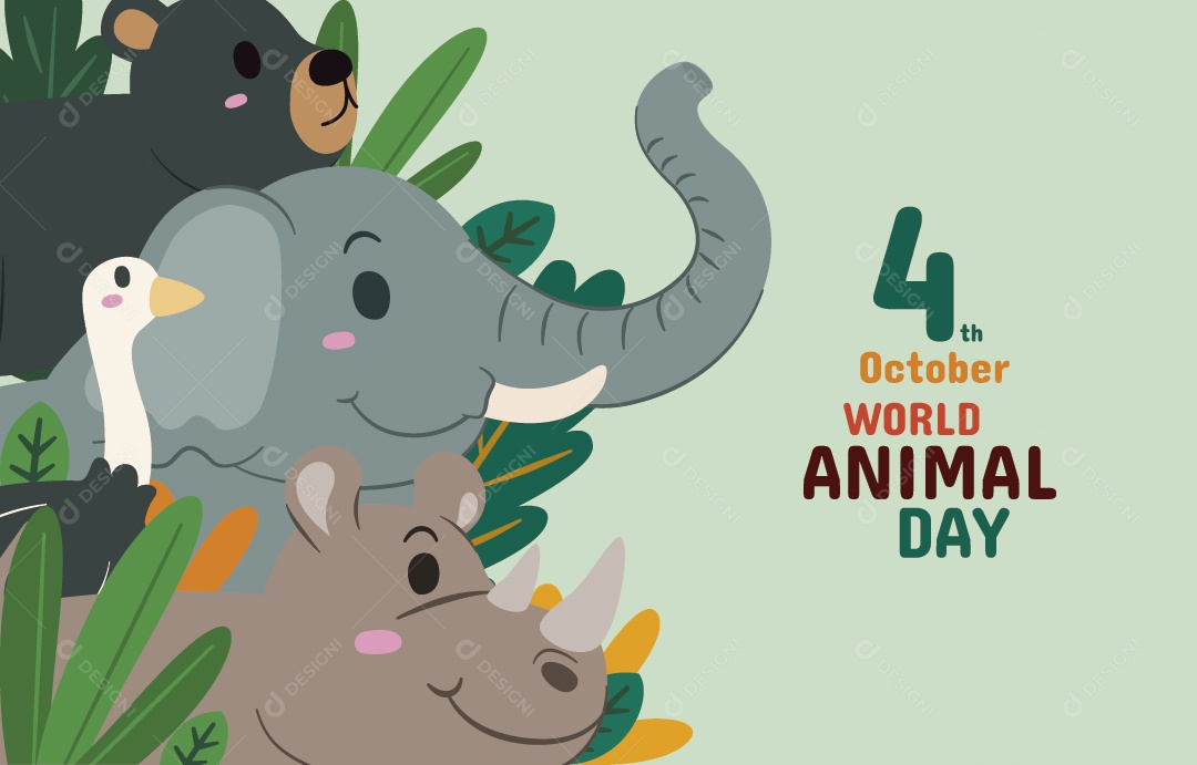 Dia Mundial dos Animais 4 de Outubro Ilustração Vetor EPS