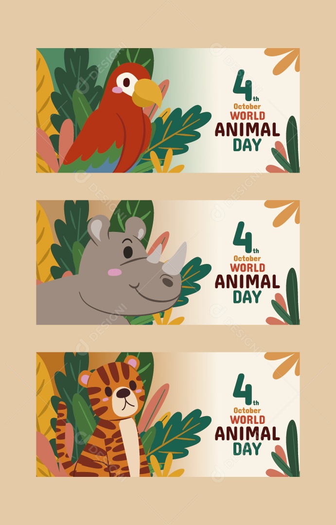 Dia Mundial dos Animais 4 de Outubro Ilustração Vetor EPS