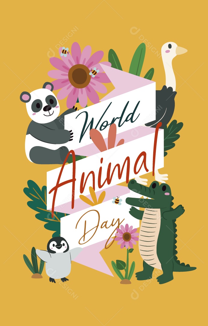 Dia Mundial dos Animais 4 de Outubro Ilustração Vetor EPS