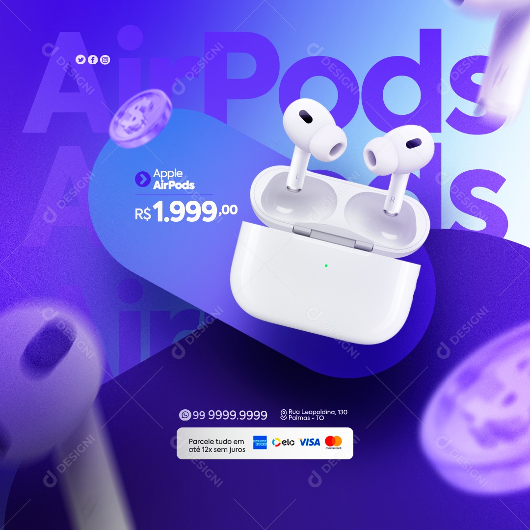 Loja de Acessórios Iphone Apple Airpods Social Media PSD Editável