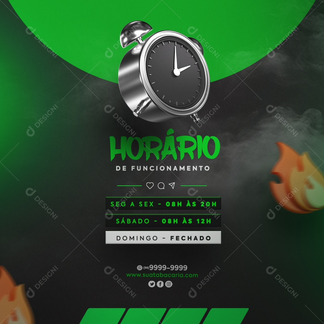 Tabacaria Horário De Funcionamento Social Media PSD Editável