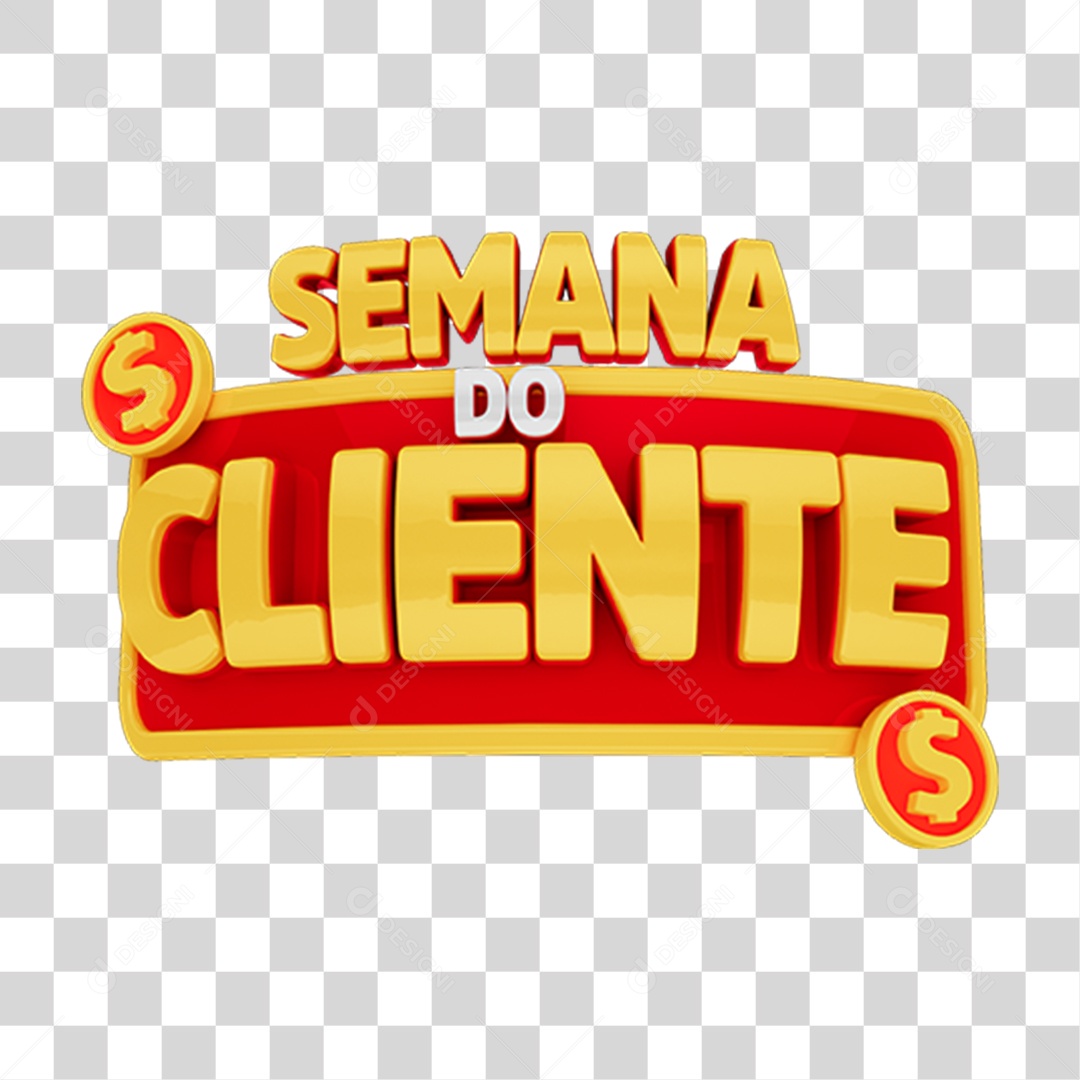 Selo 3D Semana do Cliente para Composição PNG Transparente