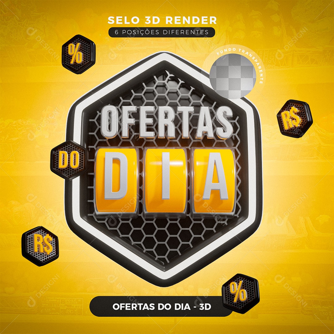 Ofertas do Dia Selo 3D para Composição PSD