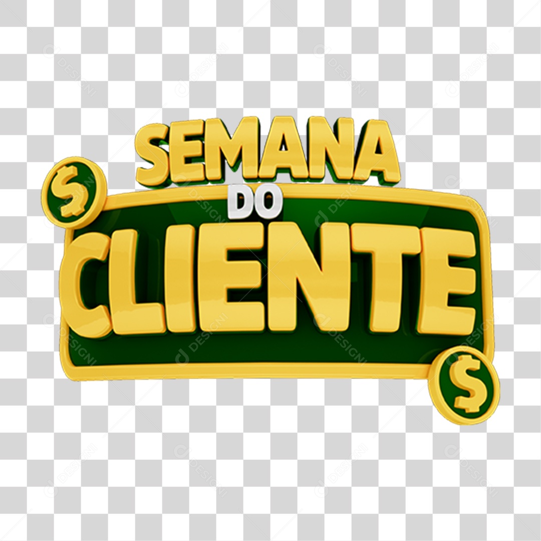 Selo 3D Semana do Cliente para Composição PNG Transparente
