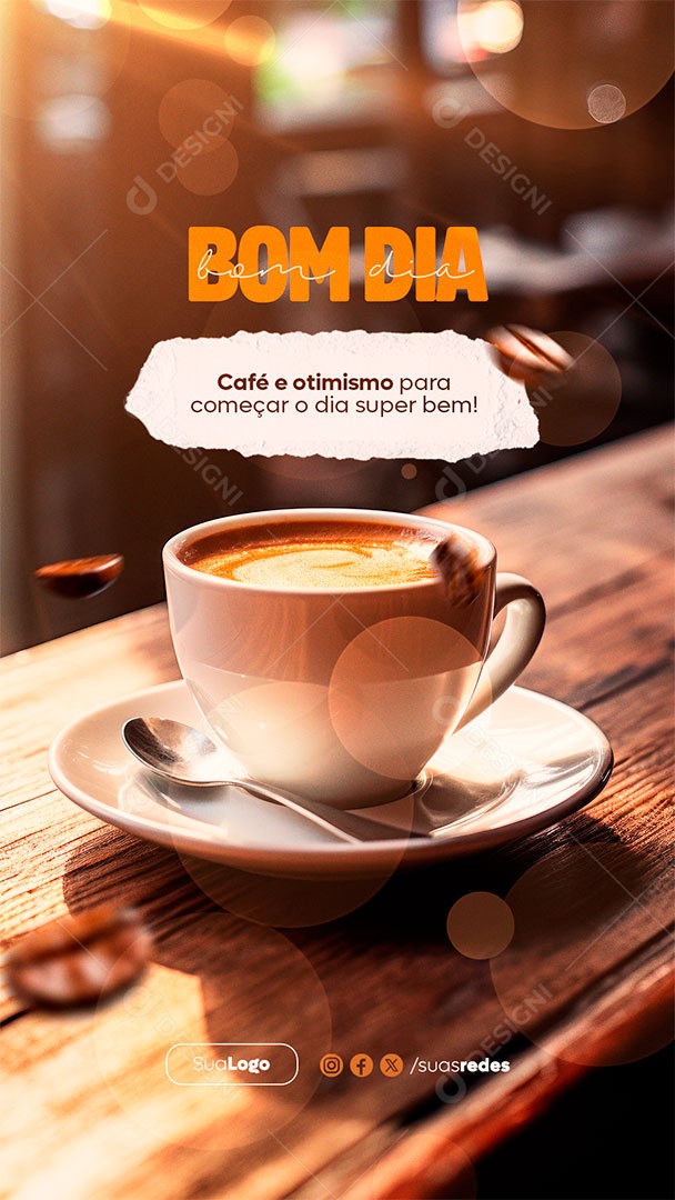 Bom dia Social Media post PSD Editável Story