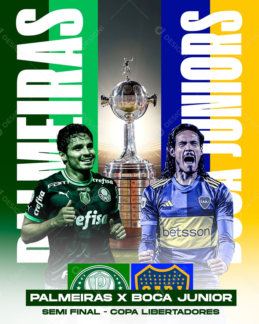 Social Media Flyer Palmeiras X Boca Juniors Libertadores PSD Editável