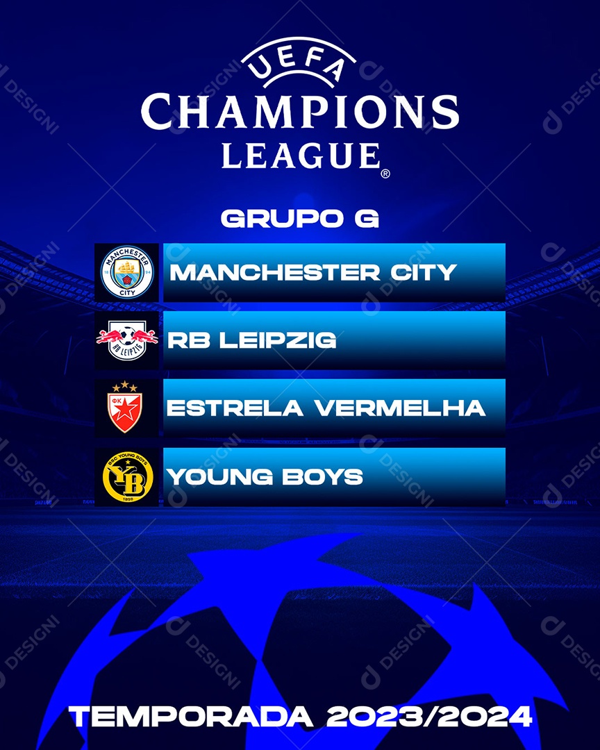 Social Media Flyer UEFA Champions League Grupo G PSD Editável