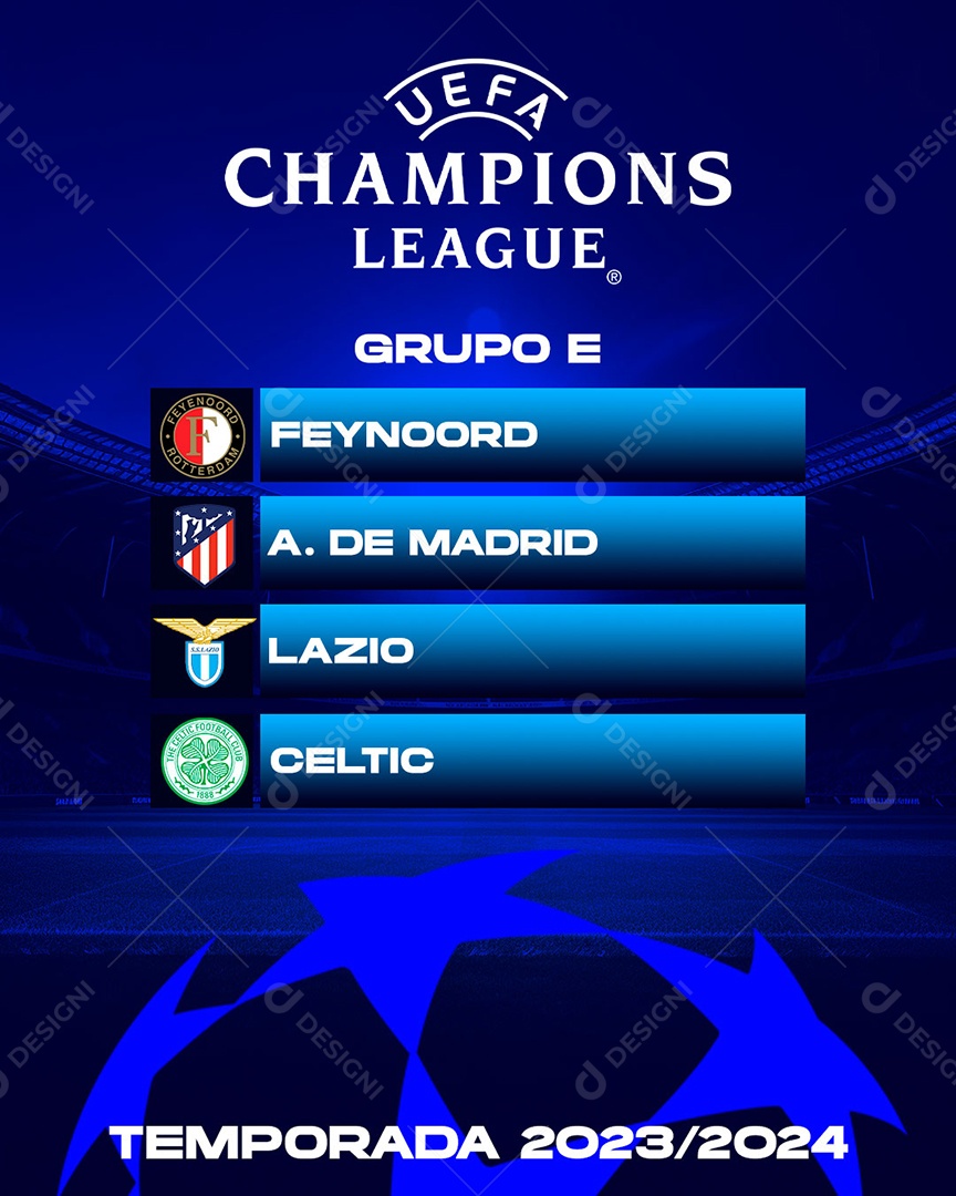 Social Media Flyer UEFA Champions League Grupo E PSD Editável