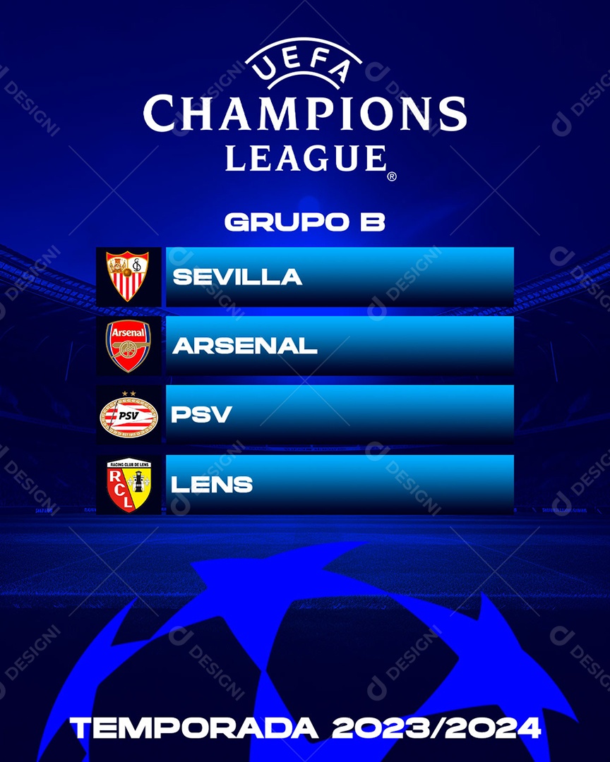 Social Media Flyer UEFA Champions League Grupo B PSD Editável