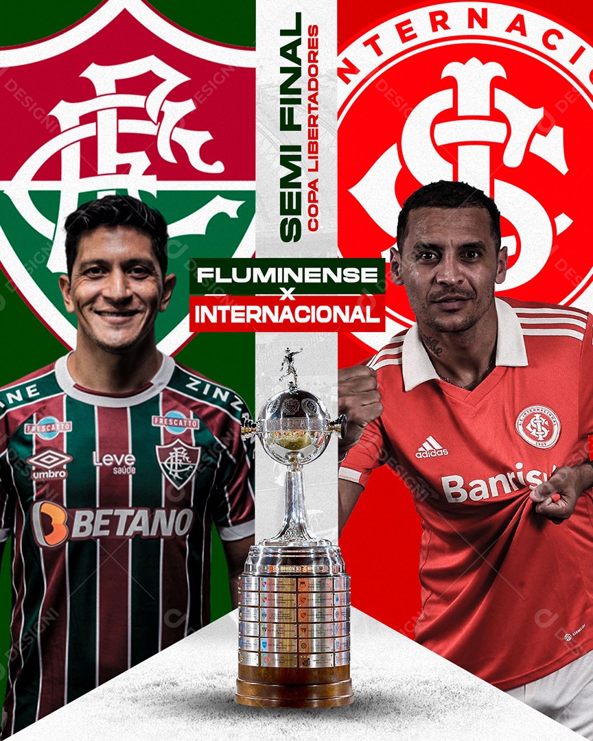 Social Media Flyer Futebol Semi Final Libertadores Fluminense X Internacional PSD Editável