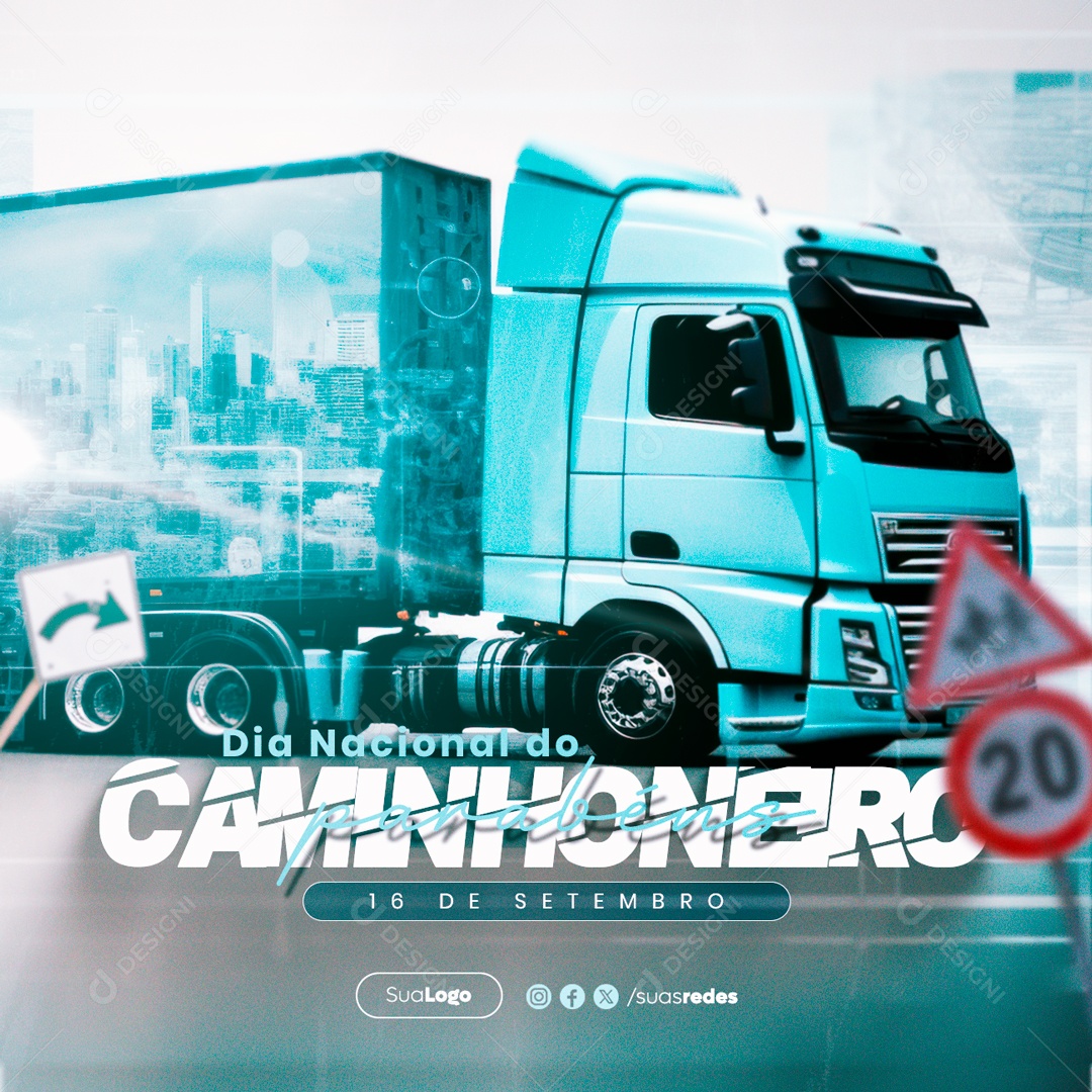 Social Media Dia Nacional Do Caminhoneiro PSD Editável