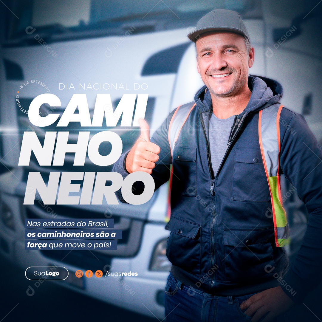 Social Media Dia Nacional Do Caminhoneiro PSD Editável
