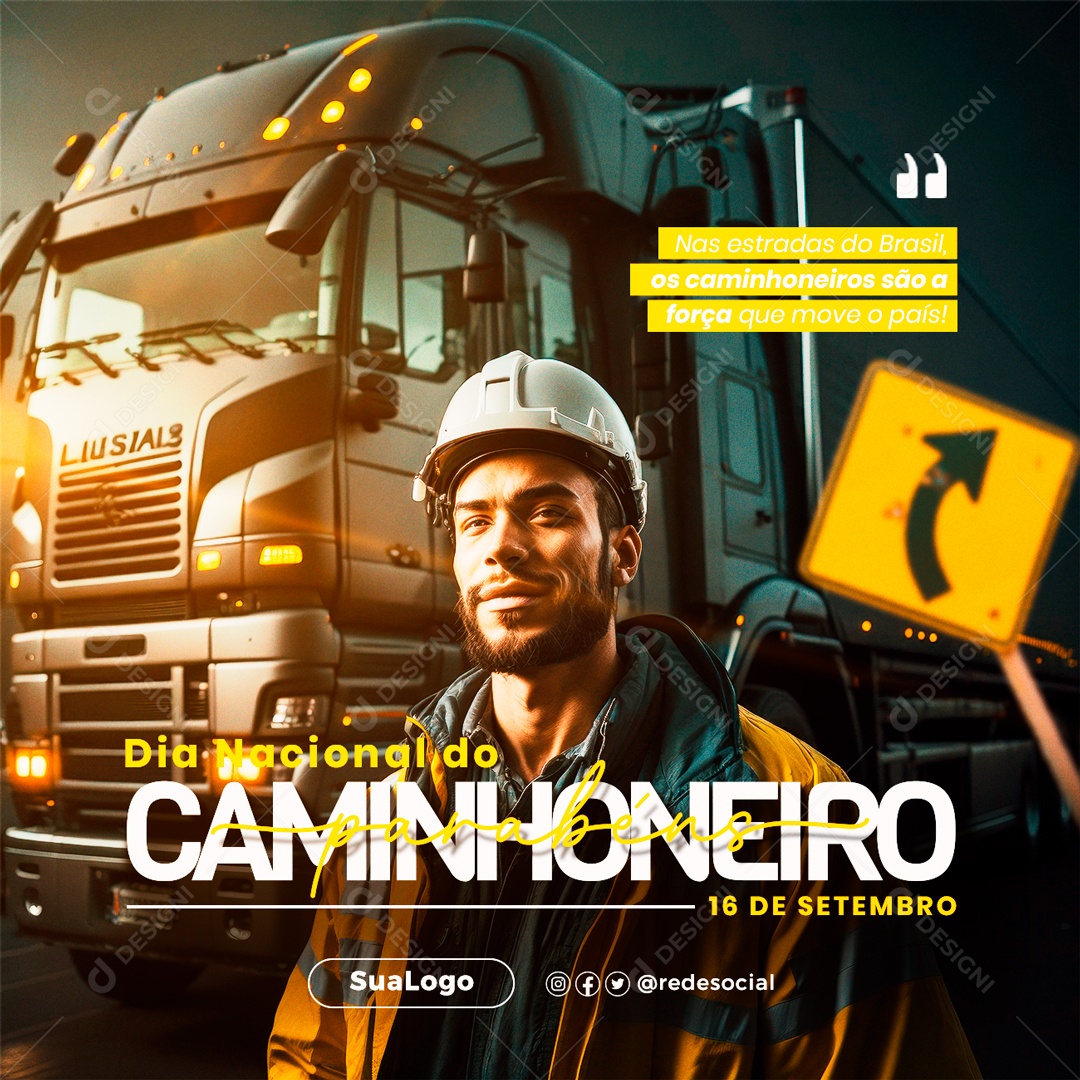 Dia Nacional Do Caminhoneiro 16 De Setembro Social Media PSD Editável