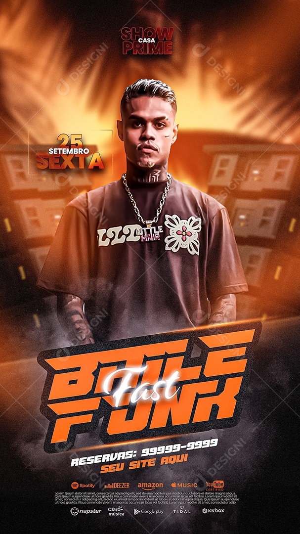 Social Media Story Flyer Baile Funk Fast MC Cabelinho PSD Editável