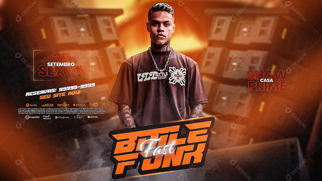 Social Media Flyer Banner Baile Funk Fast MC Cabelinho PSD Editável