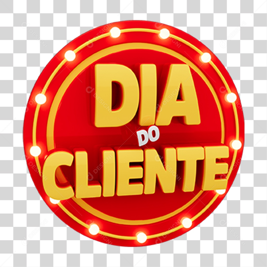 Selo 3D Dia do Cliente para Composição PNG Transparente