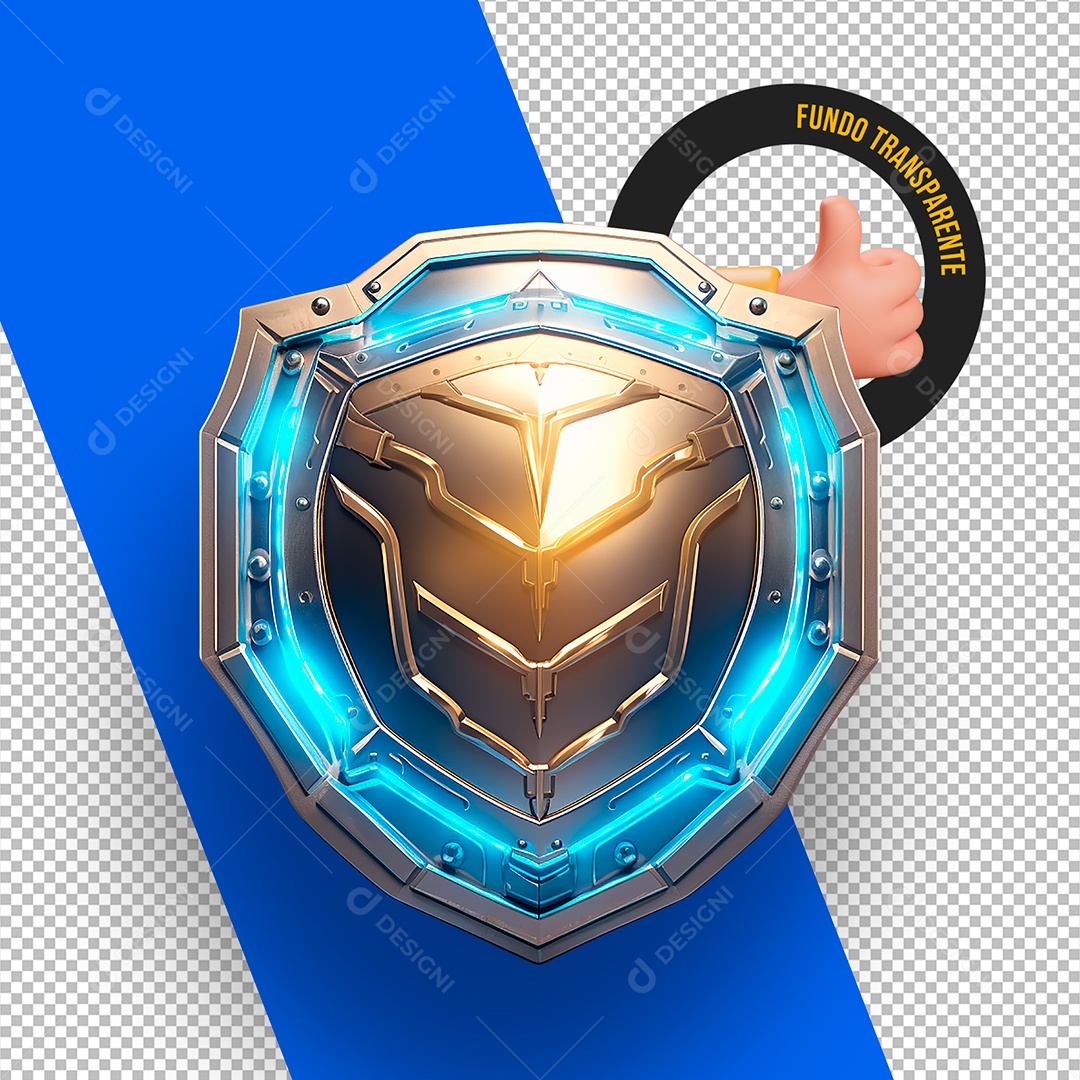 Elemento 3D Painel Brasão Emblema de Tecnologia com Led para Composição PSD