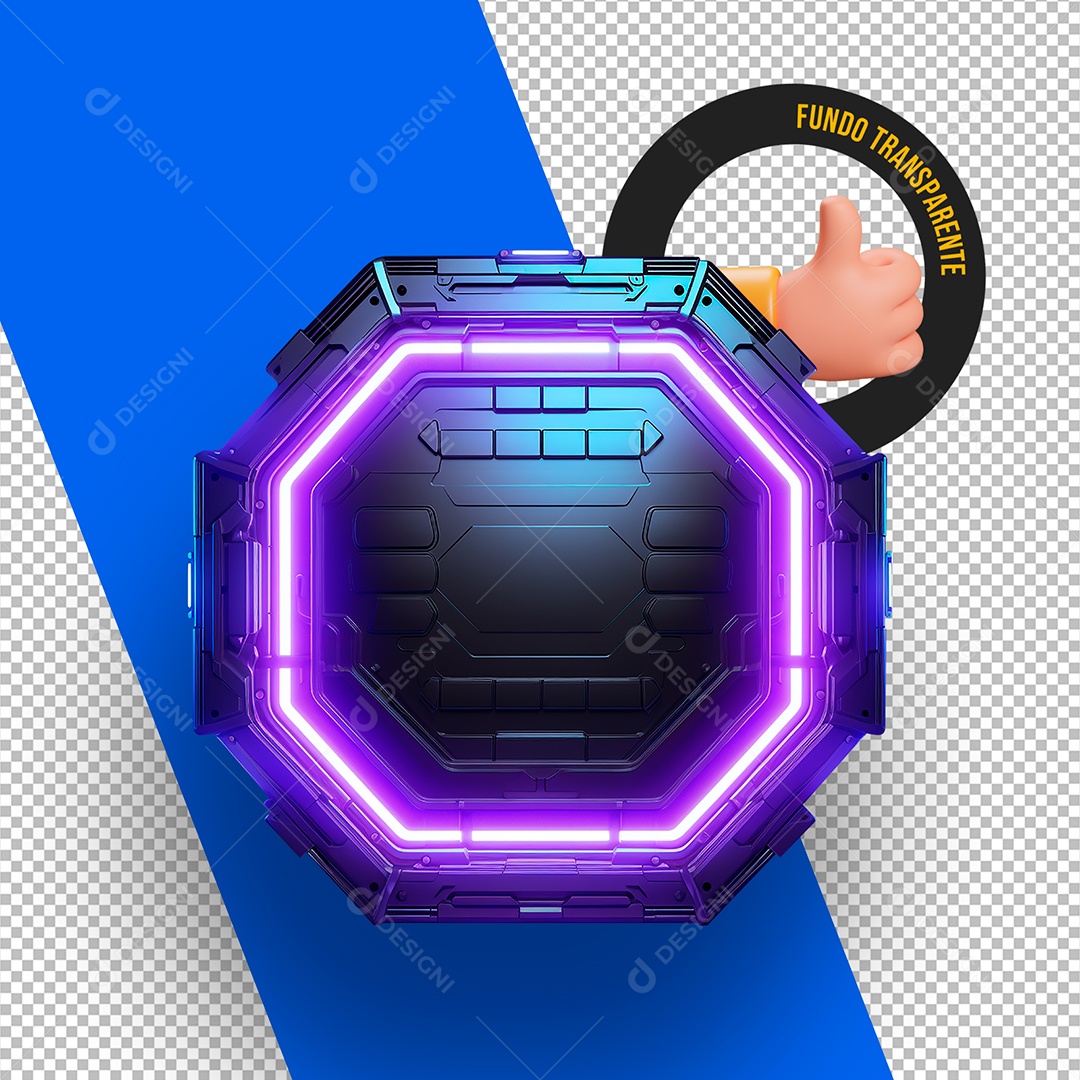 Elemento 3D Painel Brasão Emblema de Tecnologia com Led para Composição PSD