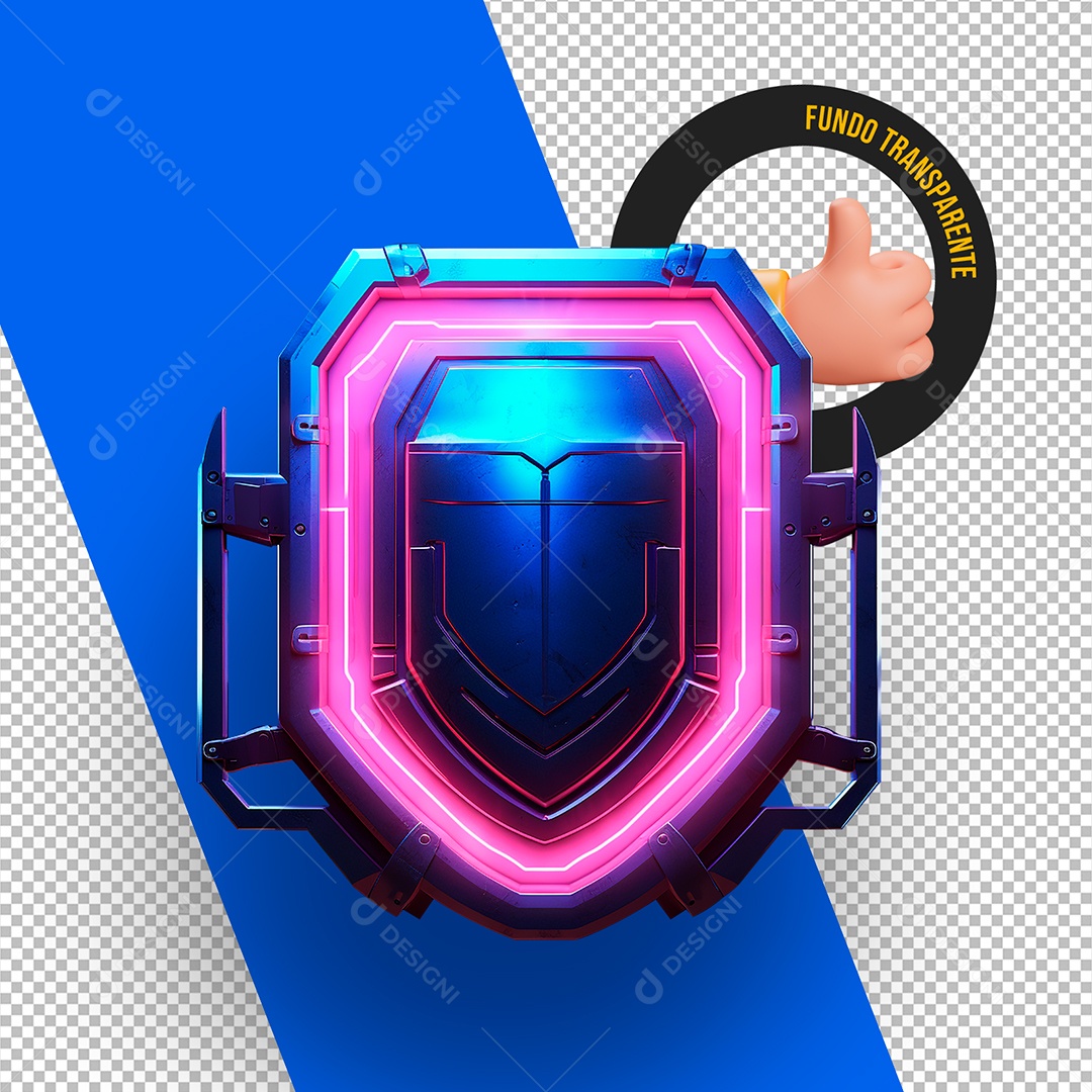 Painel Brasão Emblema de Tecnologia com Led Rosa Elemento 3D para Composição PSD