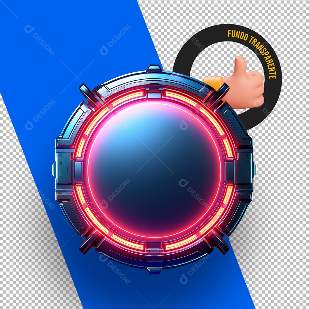 Painel Brasão Emblema de Tecnologia Elemento 3D para Composição PSD