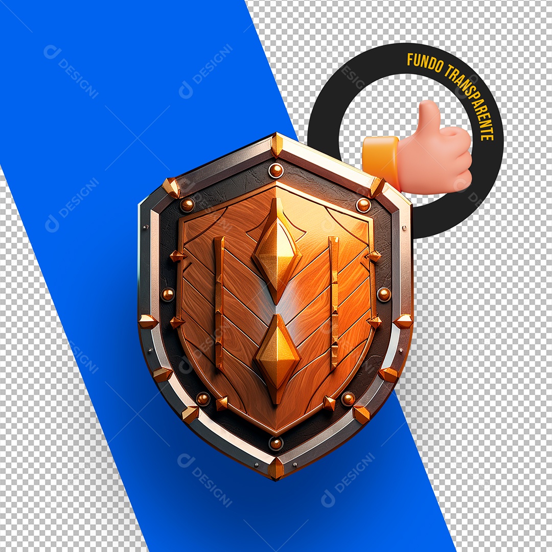 Elemento 3D Escudo para Composição PSD
