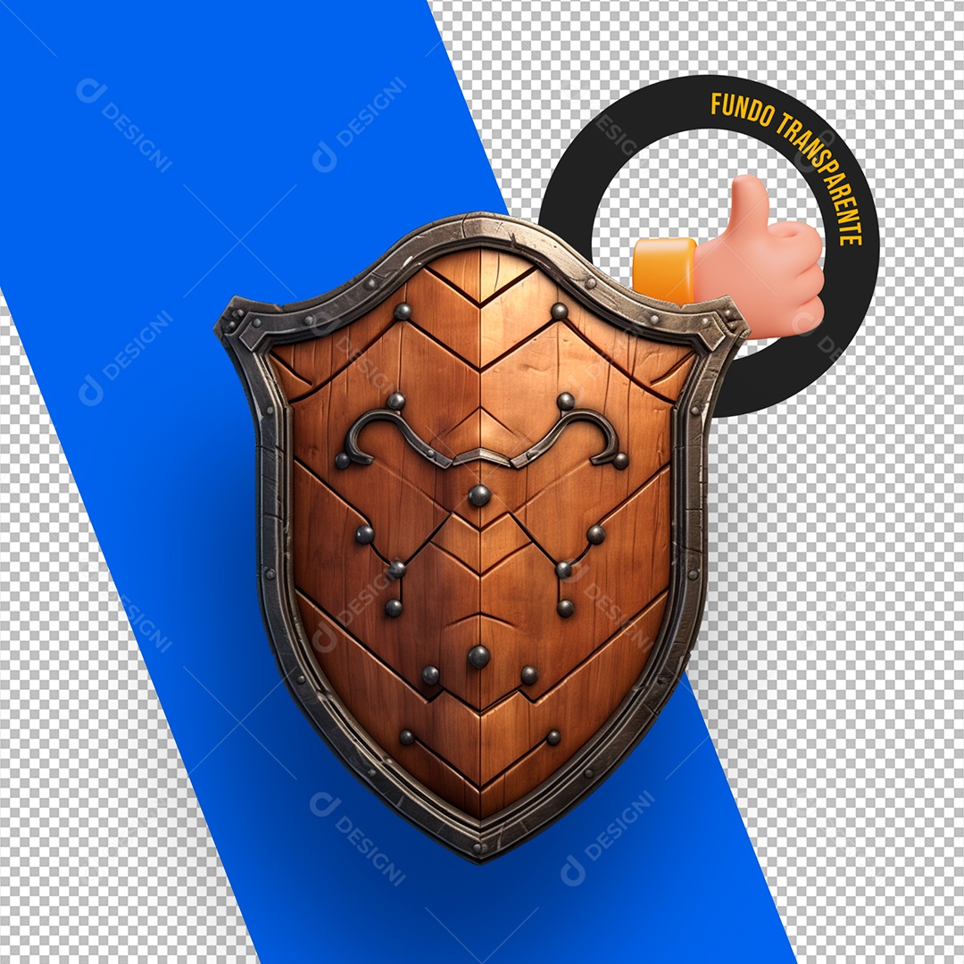 Elemento 3D Escudo para Composição PSD