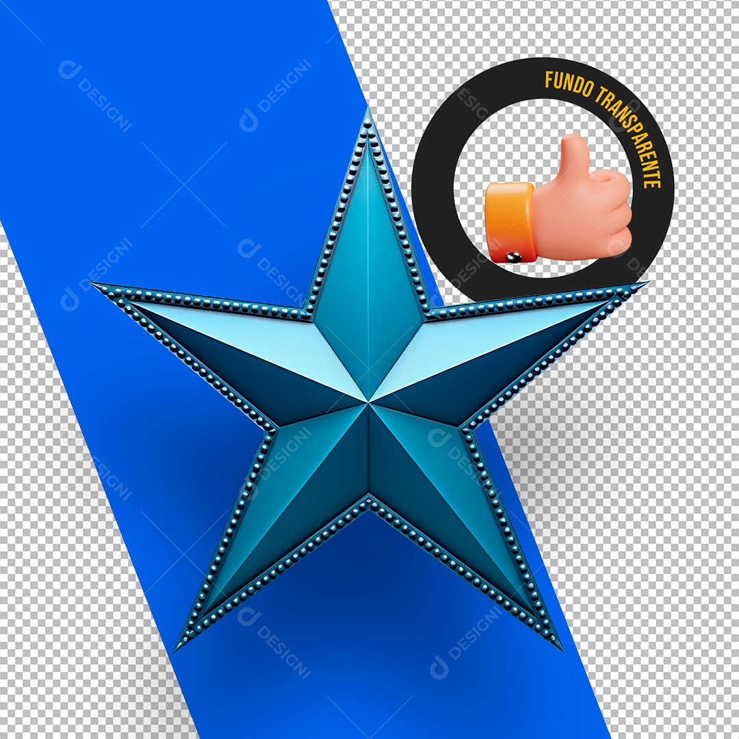 Elemento 3D Distintivo em Forma de Estrela para Composição PSD