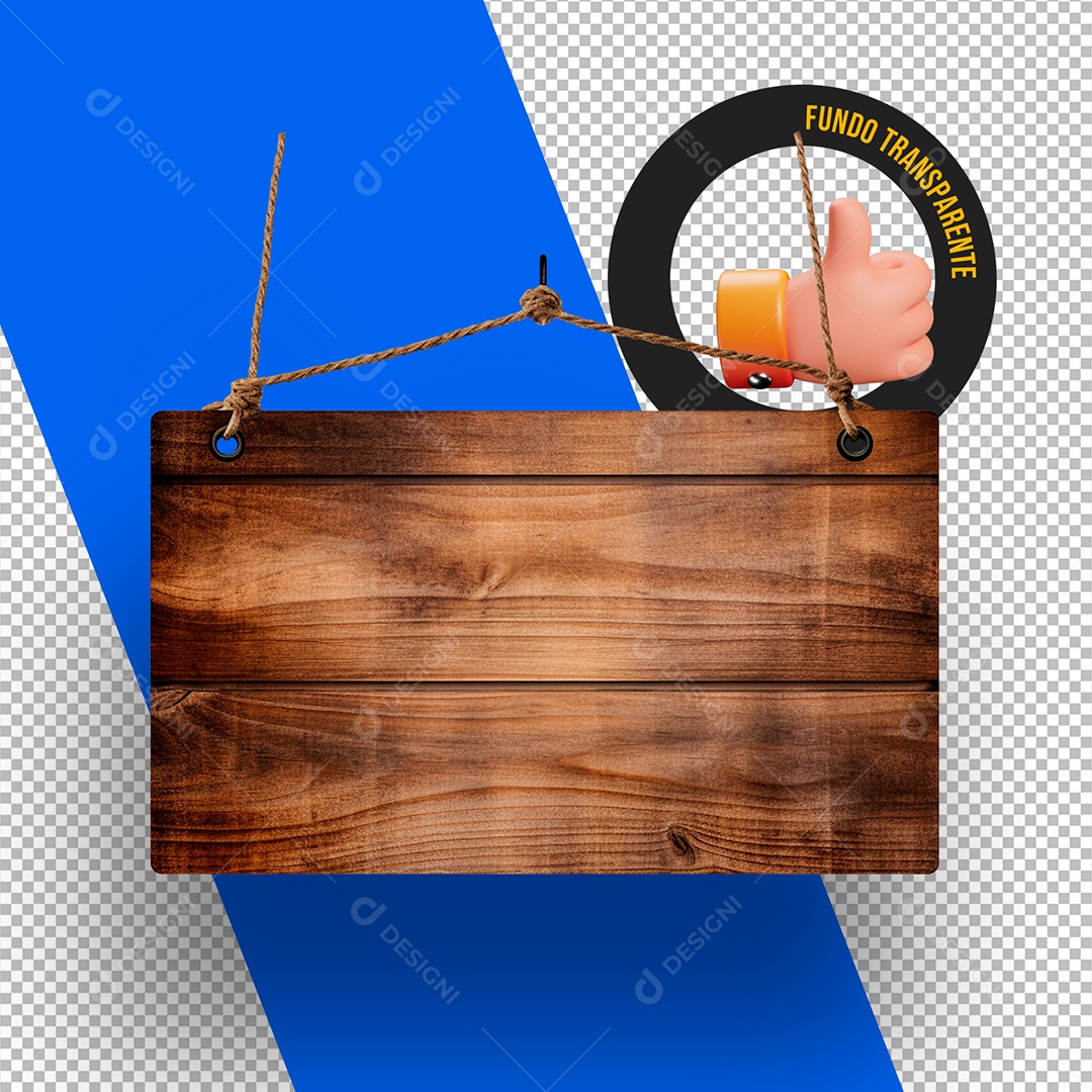Placa de Madeira Elemento 3D para Composição PSD