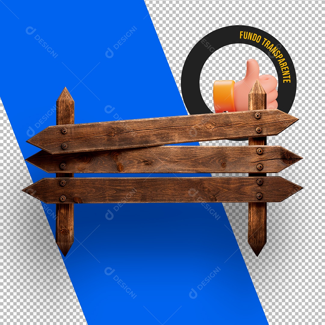 Placa de Madeira Elemento 3D para Composição PSD