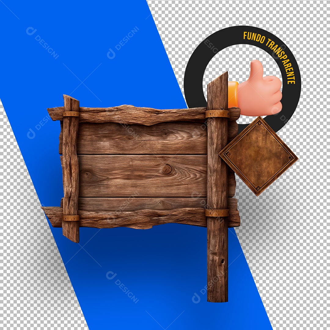 Placa de Madeira Elemento 3D para Composição PSD